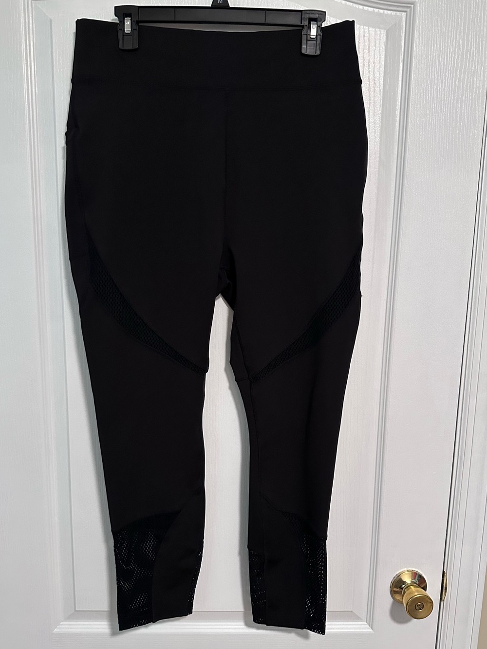 POP Fit 2XL Black Leggings Net Mesh Cutouts Pockets Active Stretch